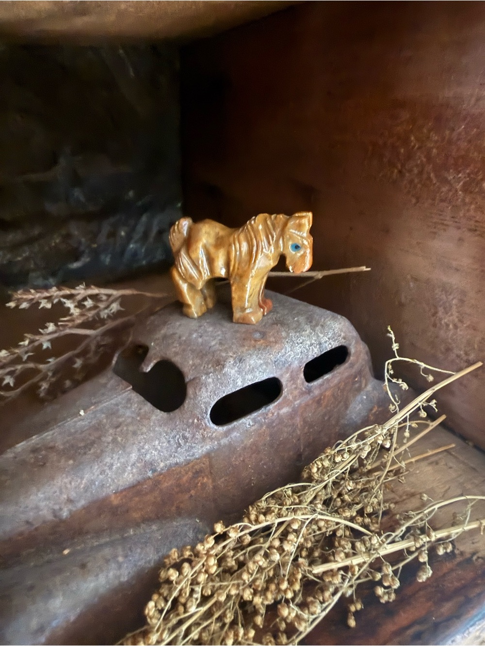 Miniature Hand Carved Stone Horse Figurine